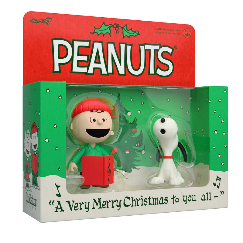 Super7 Peanuts ReAction Figures  Charlie Brown and Snoopy (Caroling) 2pk image 0