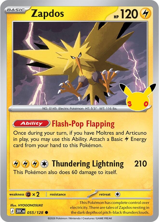 Zapdos #55 Pokemon 30th Celebration