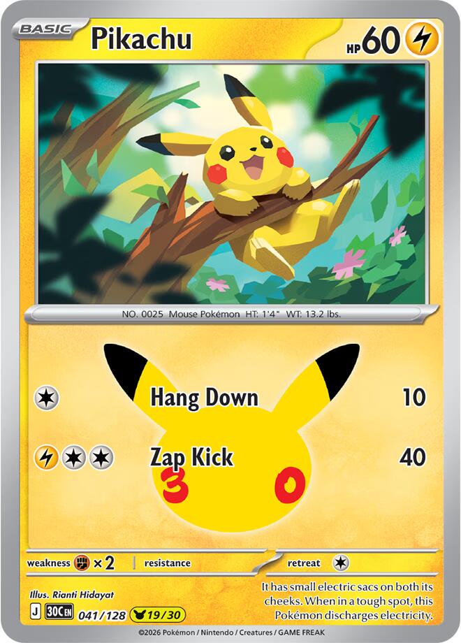 Pikachu #41 Pokemon 30th Celebration