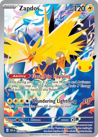 Zapdos #133 Pokemon 30th Celebration