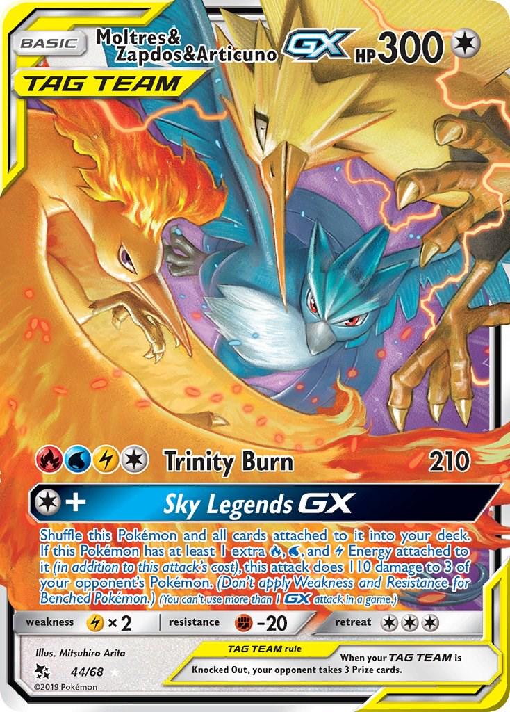 Moltres & Zapdos & Articuno GX #44 Pokemon Hidden Fates