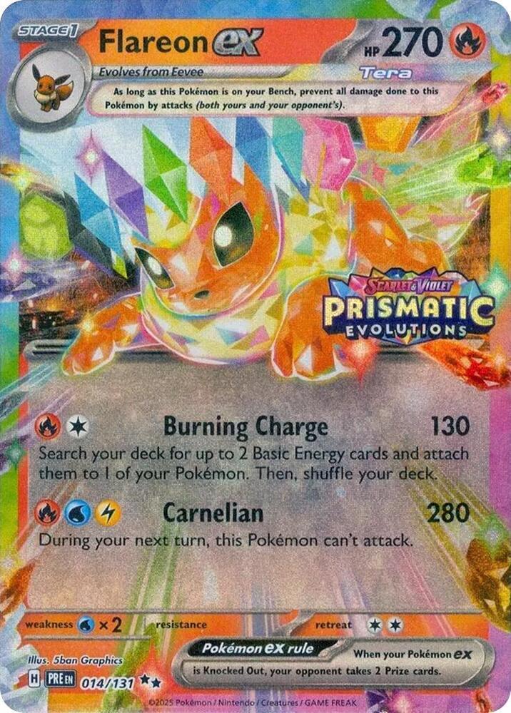 Flareon ex [Stamped] #14 Pokemon Prismatic Evolutions [Sealed] image 0