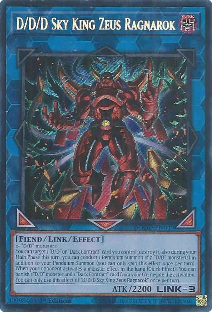 D/D/D Sky King Zeus Ragnarok [Secret Rare] DOOD-EN049 image 0