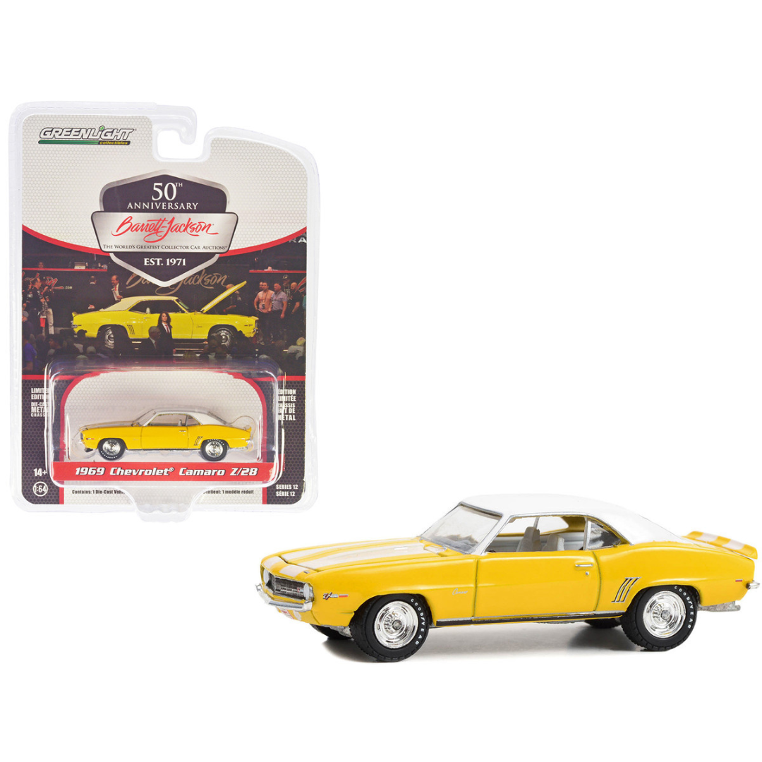 1969 Chevrolet Camaro Z/28 Daytona Yellow "Barrett Jackson" 1/64 Diecast Model image 0