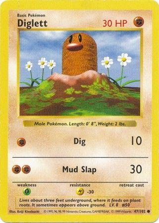 Diglett [Shadowless] #47 Pokemon Base Set Unlimited (HP) image 0