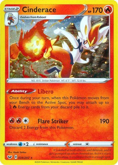 Cinderace [Cosmos Holo] #34 Pokemon Sword & Shield image 0