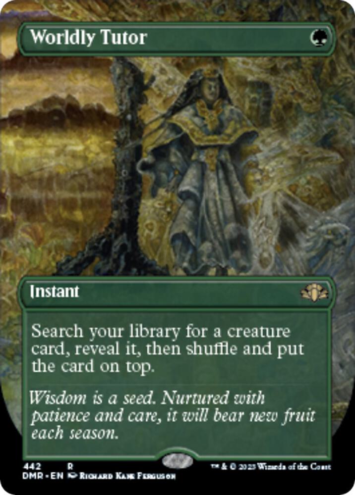 Worldly Tutor [Borderless] #442 Magic Dominaria Remastered