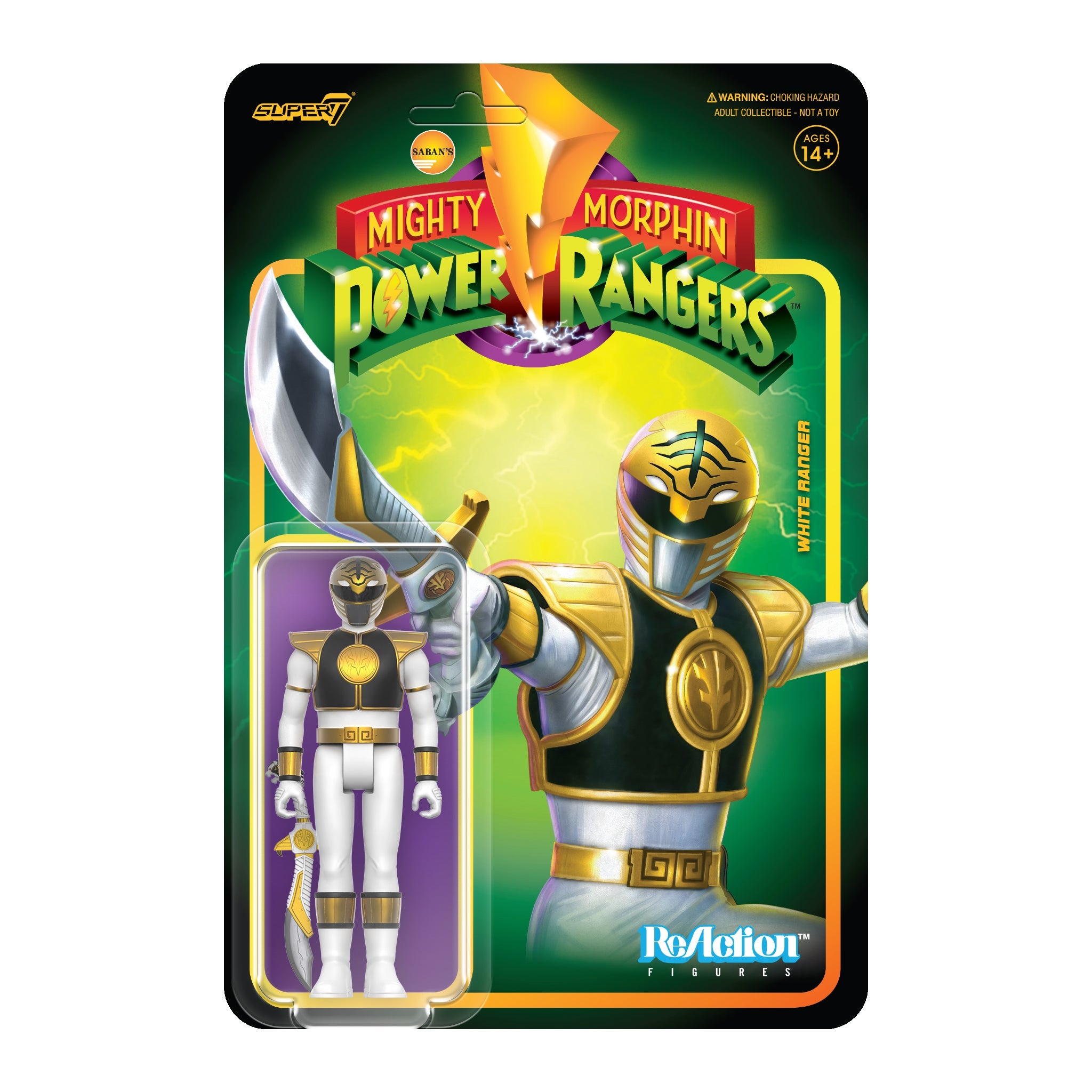 Super7 Mighty Morphin Power Rangers ReAction Figure Wave 4 White Ranger image 0
