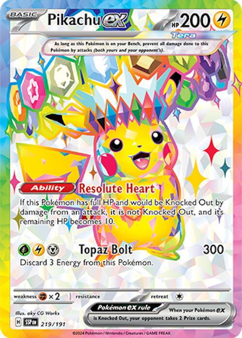 Pikachu ex #219 Pokemon Surging Sparks image 0