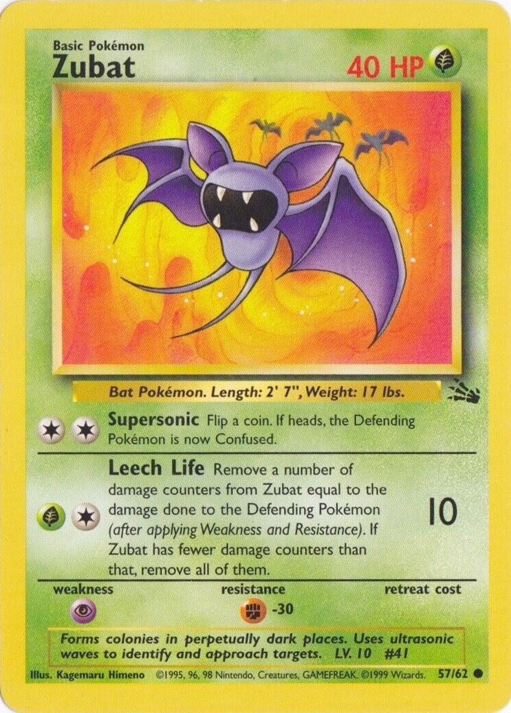 Zubat #57 Pokemon Fossil (LP) image 0