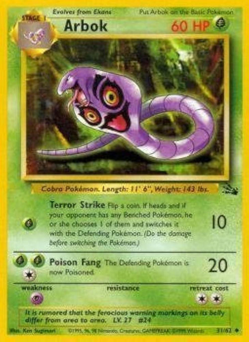 Arbok #31 Pokemon Fossil (LP) image 0