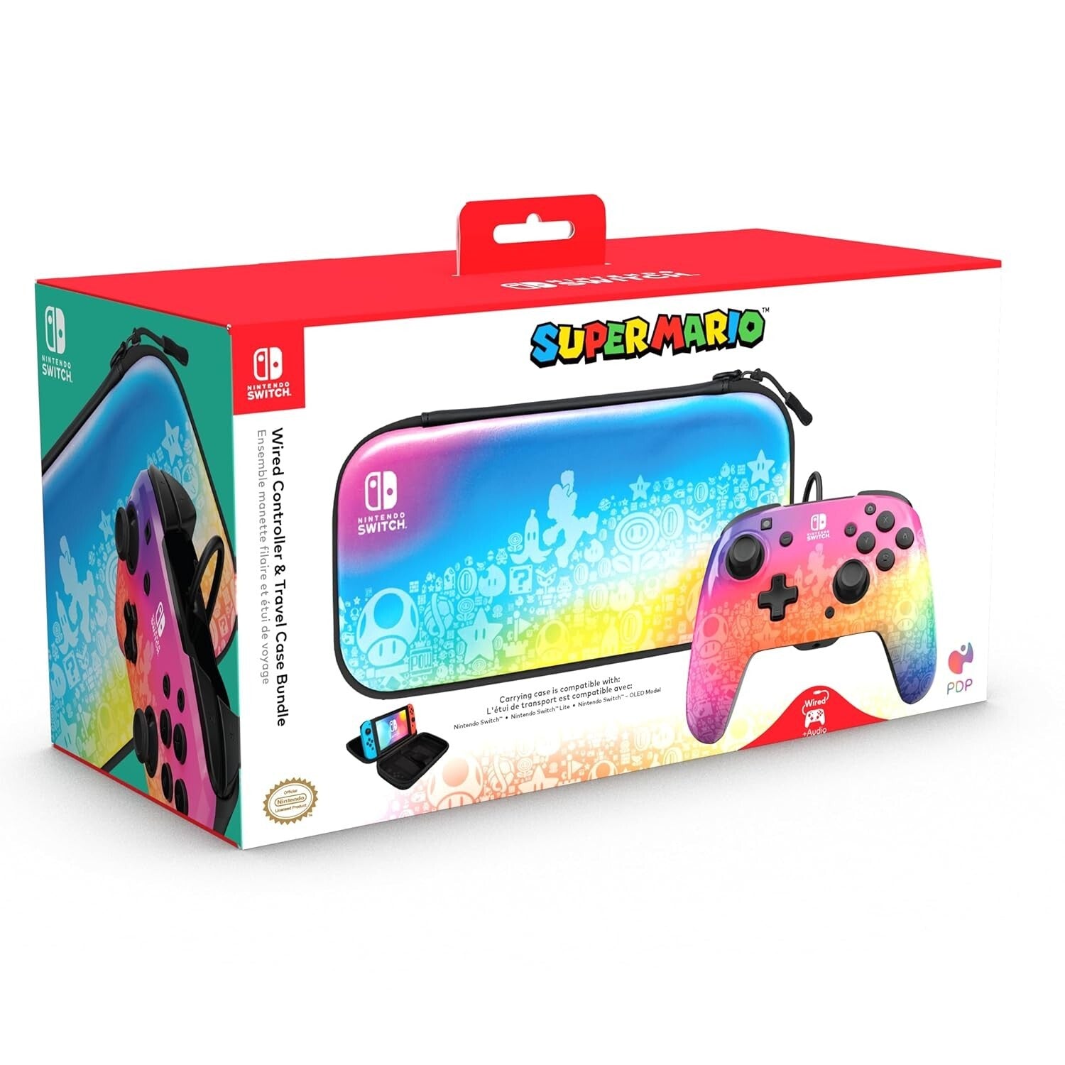 Super Mario PDP REMATCH Wired Controller & Travel Case Bundle [Nintendo Switch]