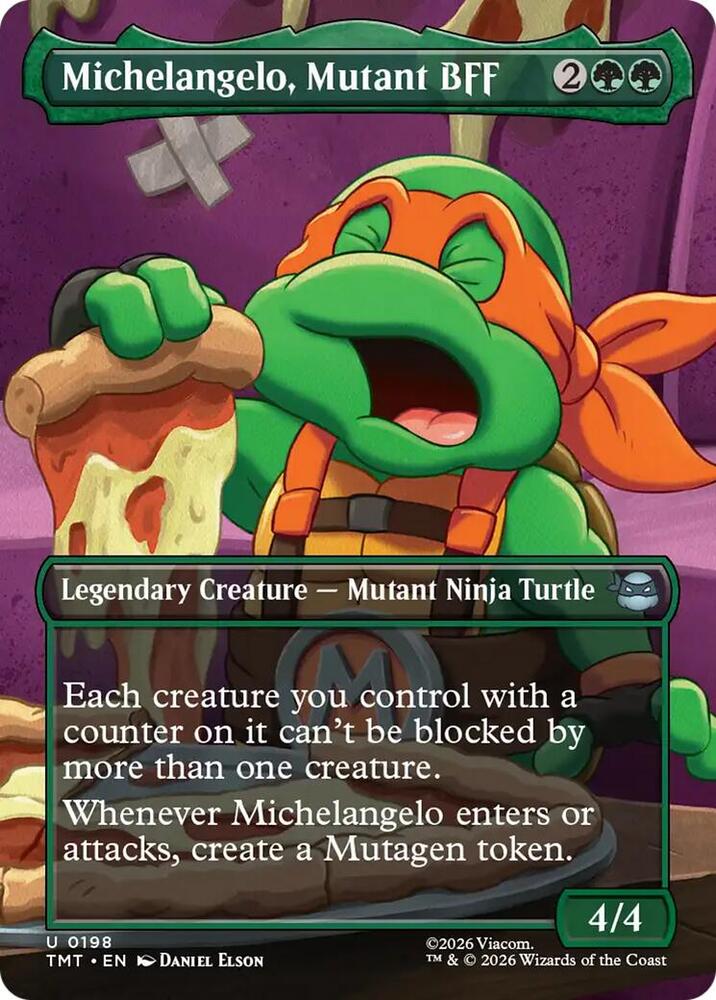 Michelangelo, Mutant BFF [Borderless Foil] #198 Magic Teenage Mutant Ninja Turtles