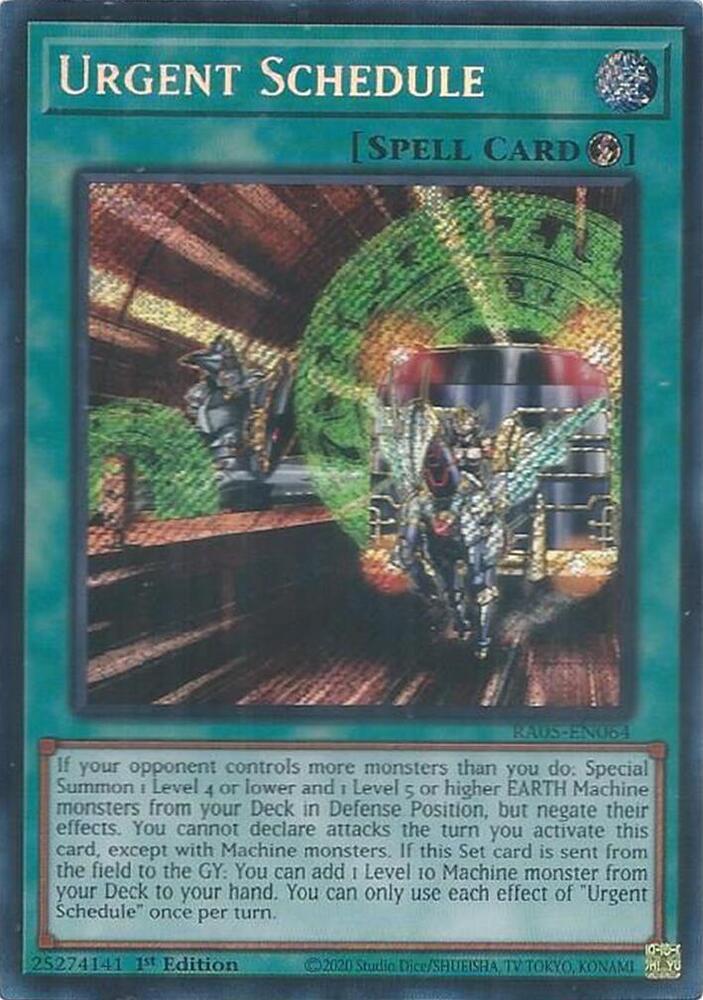Urgent Schedule [Secret Rare] RA05-EN064 YuGiOh Rarity Collection 5
