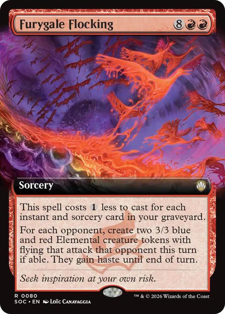 Furygale Flocking [Extended Art] #80 Magic Secrets of Strixhaven Commander