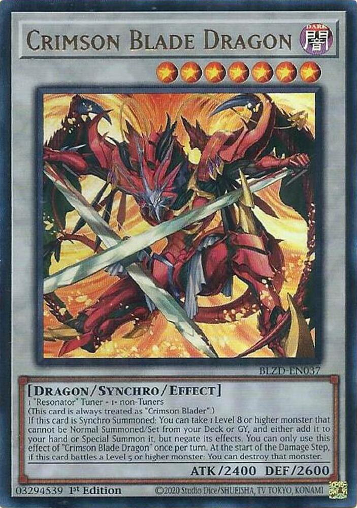 Crimson Blade Dragon BLZD-EN037 YuGiOh Blazing Dominion