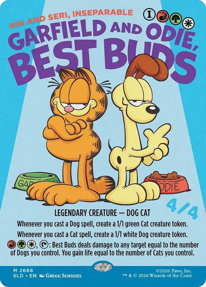 Garfield and Odie, Best Buds - Rin and Seri, Inseparable [Borderless Foil] #2668 Magic Secret Lair Drop