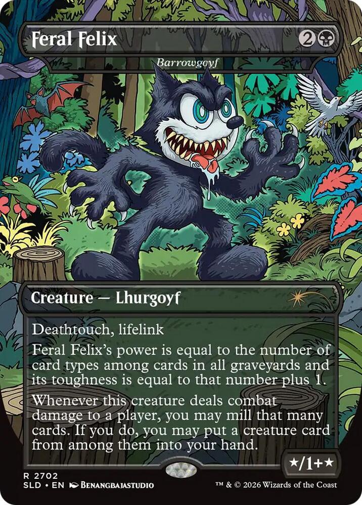 Feral Felix - Barrowgoyf [Borderless Foil] #2702 Magic Secret Lair Drop