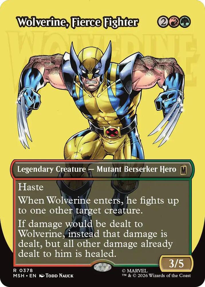 Wolverine, Fierce Fighter [Borderless Foil] #378 Magic Marvel Super Heroes