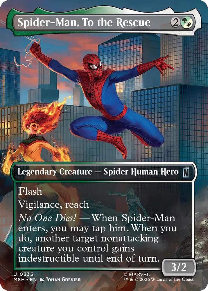 Spider-Man, To the Rescue [Borderless Foil] #335 Magic Marvel Super Heroes