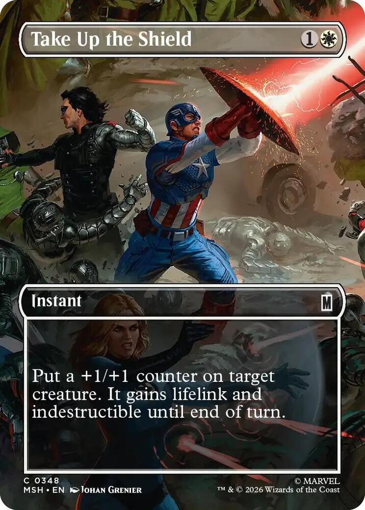 Take Up the Shield [Borderless Foil] #348 Magic Marvel Super Heroes