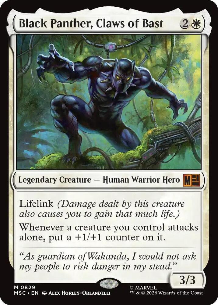 Black Panther, Claws of Bast [Foil] #829 Magic Marvel Super Heroes Commander