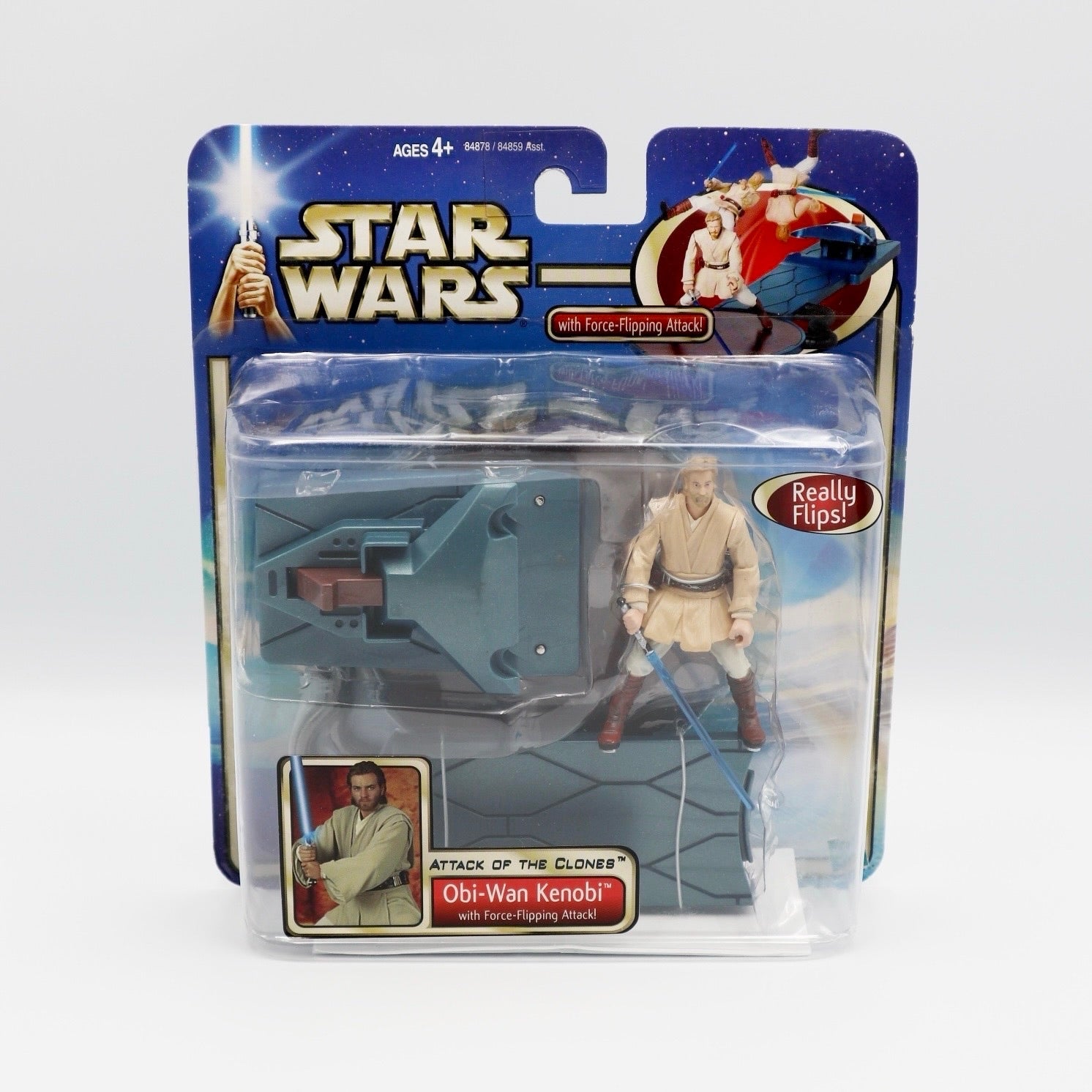 Star Wars Obi-Wan Kenobi Attack of the Clones Force Flipping Action Figure 2002 image 0