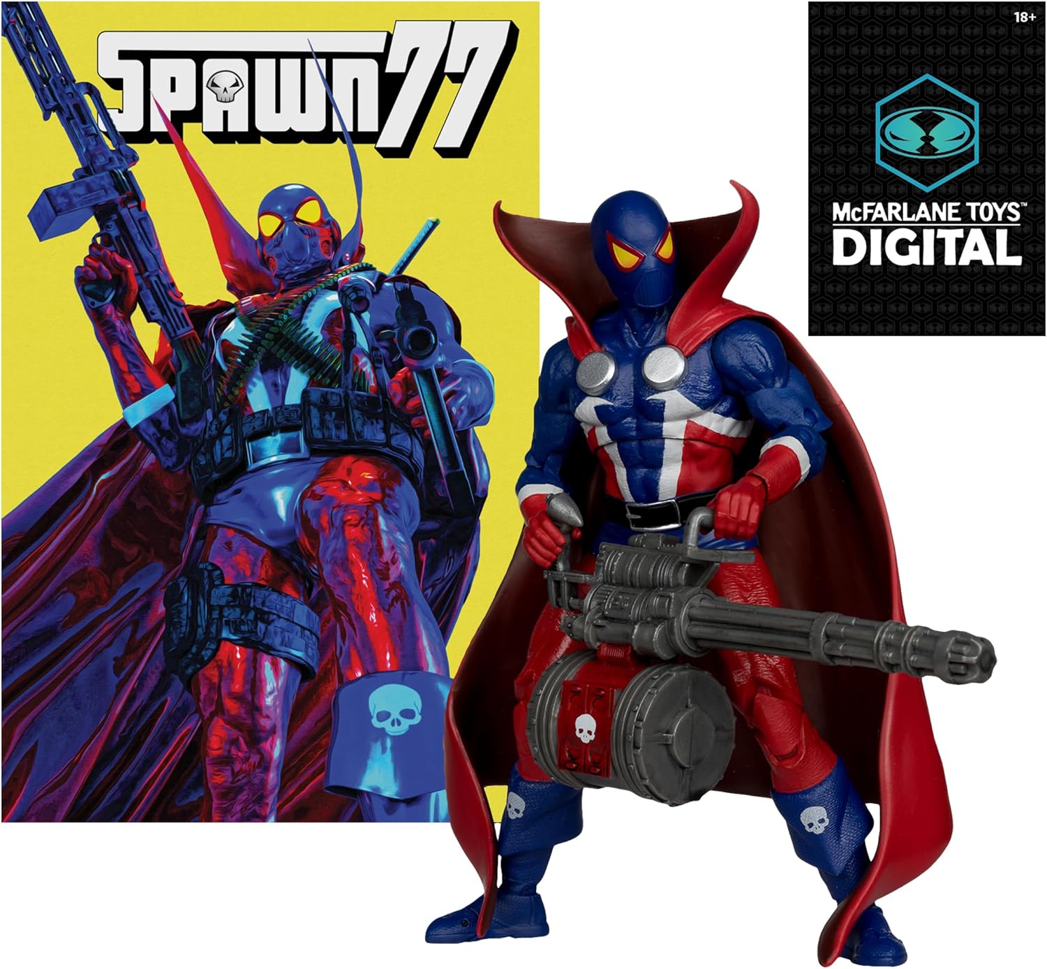 Spawn (1977 Red & Blue Variant) 7" Figure w/ Comic & Digital Collectible [Red Platinum Edition]