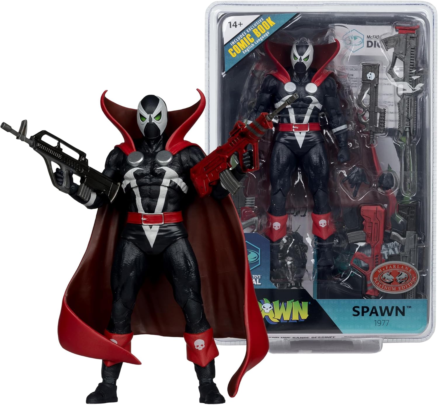 Spawn (1977 Variant) 7" Figure w/ Comic & Digital Collectible [Red Platinum Edition]