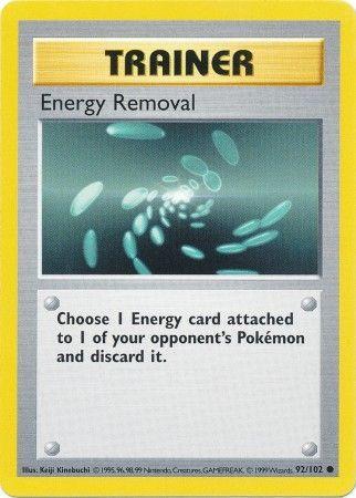 Energy Removal [Shadowless] #92 Pokemon Base Set (HP) image 0