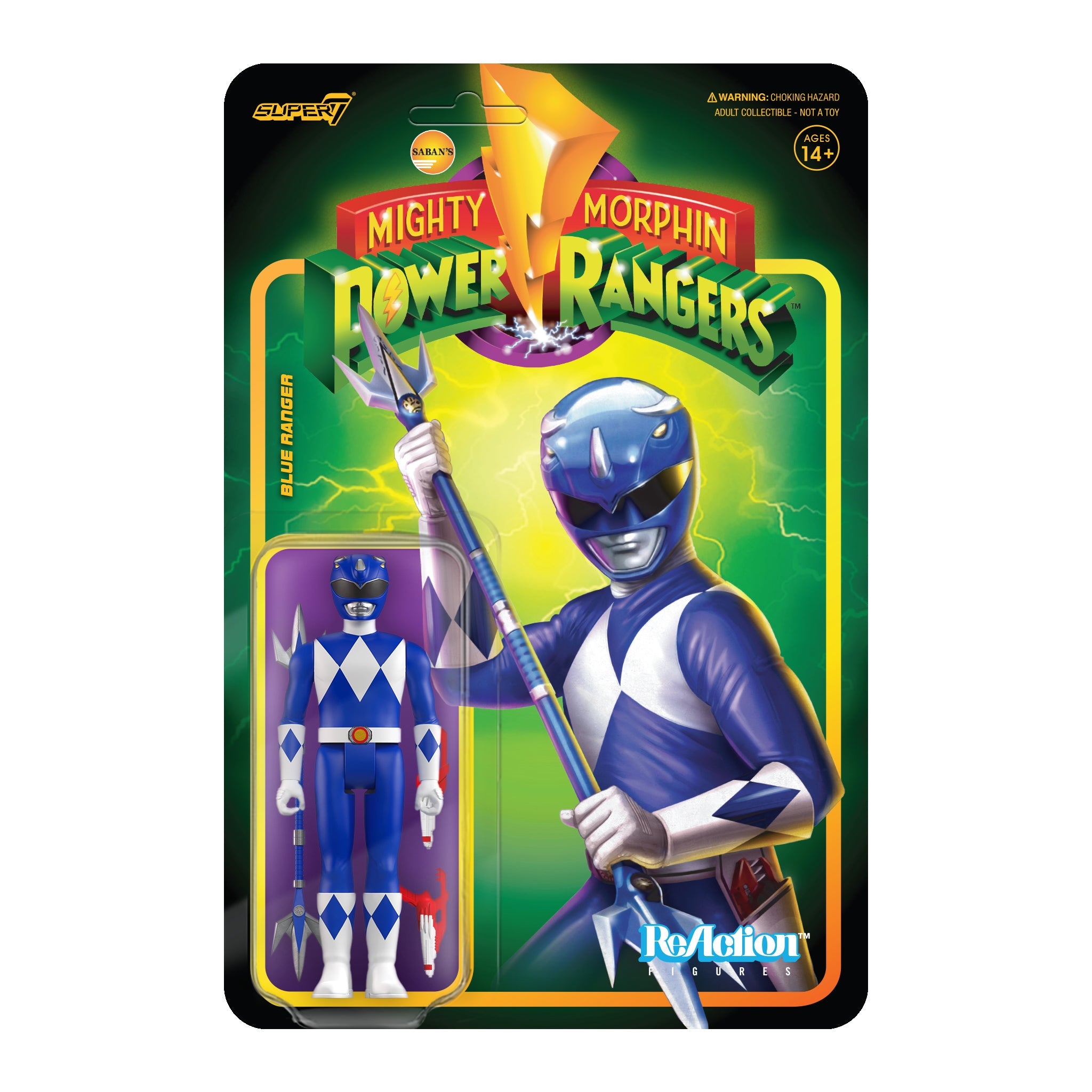 Super7 Mighty Morphin Power Rangers ReAction Figure Wave 3 Blue Ranger image 0