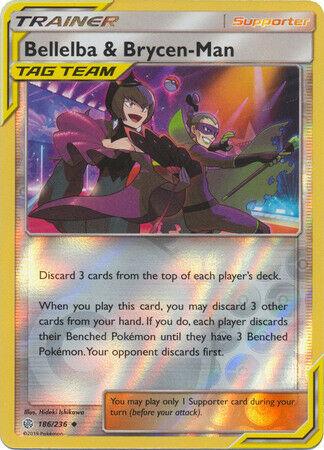 Bellelba & Brycen-Man [Reverse Holo] #186 Pokemon Cosmic Eclipse image 0