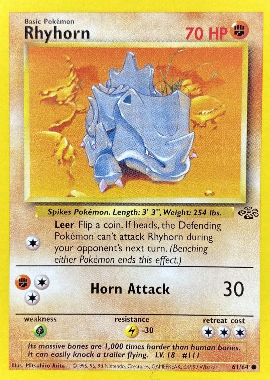 Rhyhorn #61 Pokemon Jungle (MP) image 0