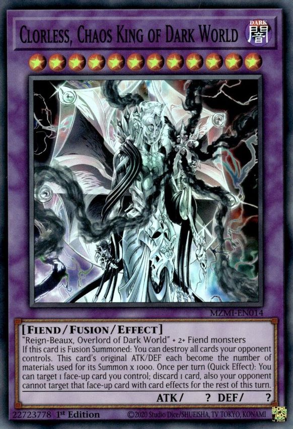 Clorless, Chaos King of Dark World MZMI-EN014 1st Edition image 0