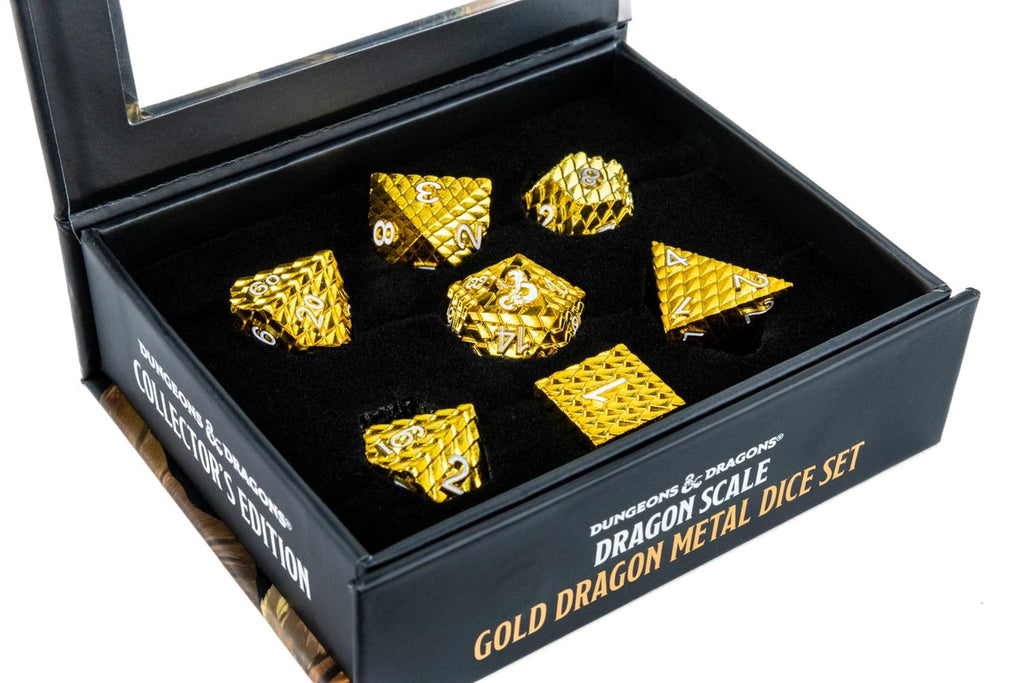 D&D Officially Licensed Dragon Scale Metal Dice Set: Gold