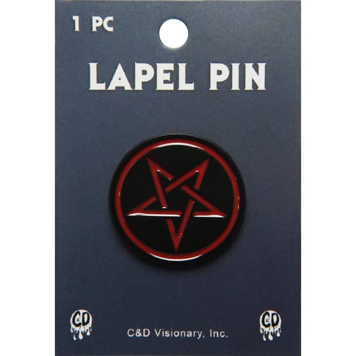 Red & Black Pentacle Enamel Lapel Pin