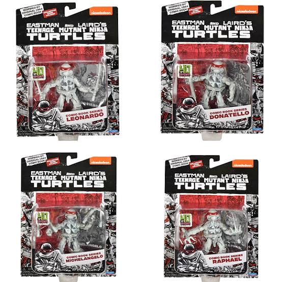 TMNT 40th Anniversary Classic Black & White Turtles (4 Figures)