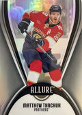 Hockey trading card of Matthew Thachuk with Panthers jersey on a colorful background